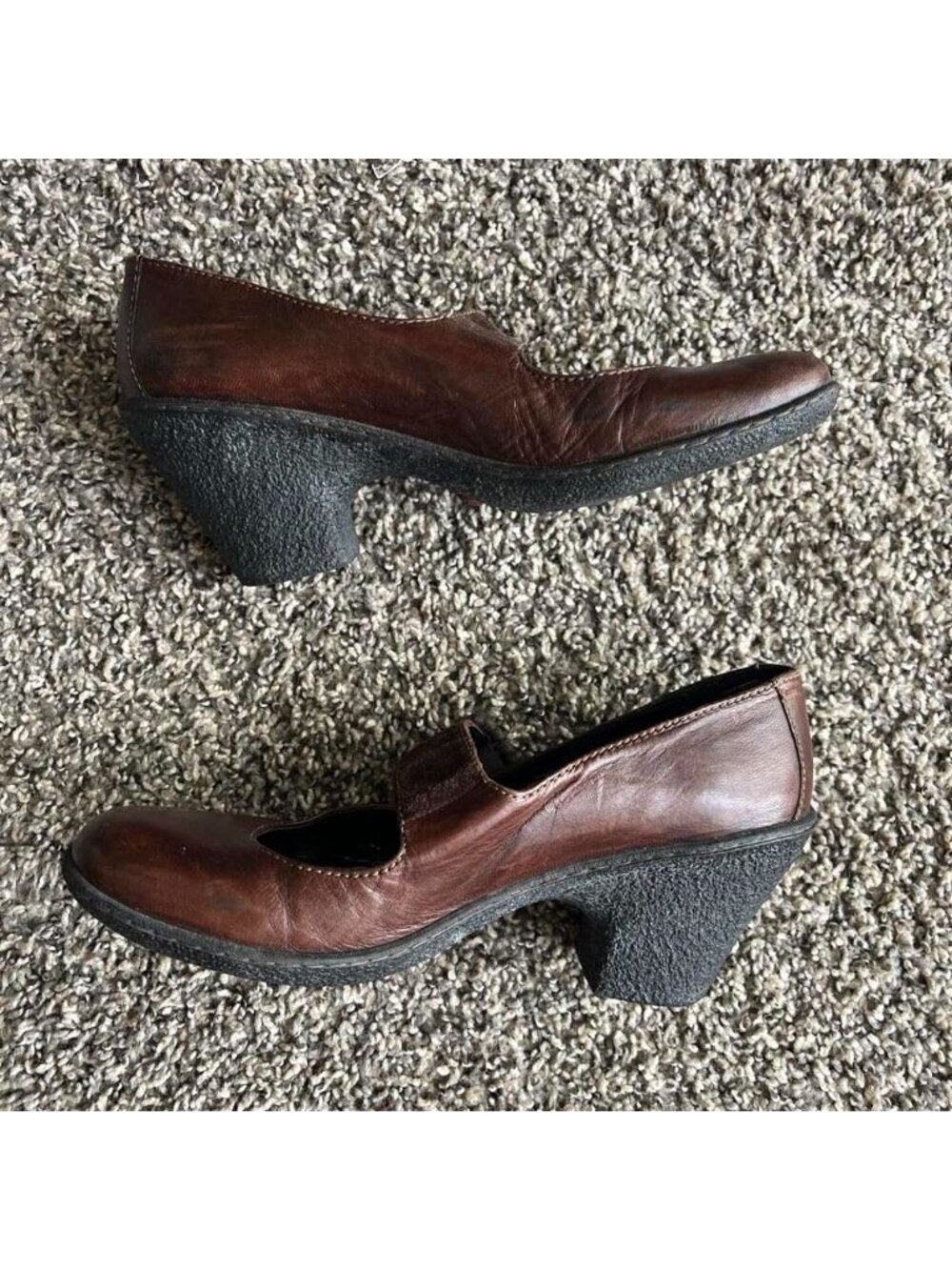 Vtg 90s Camper Brown Leather Mary Jane Pumps Size 9 Cutesy Traditional Kawaii - Picture 4 of 8